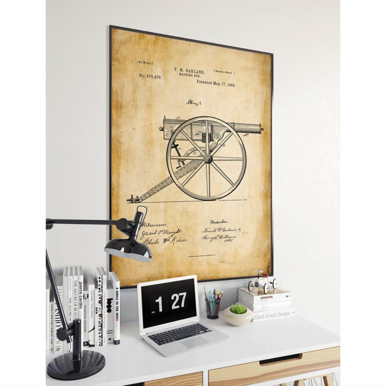 Machine Gun Vintage Patent Poster Print - MAIA HOMES