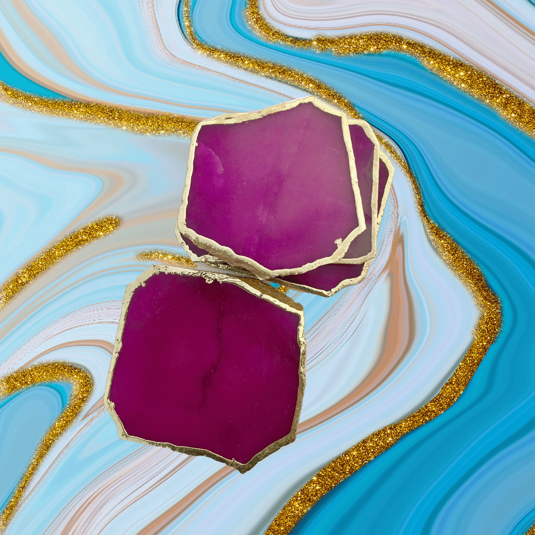 Magenta Agate Aventurine Coasters Set of 4