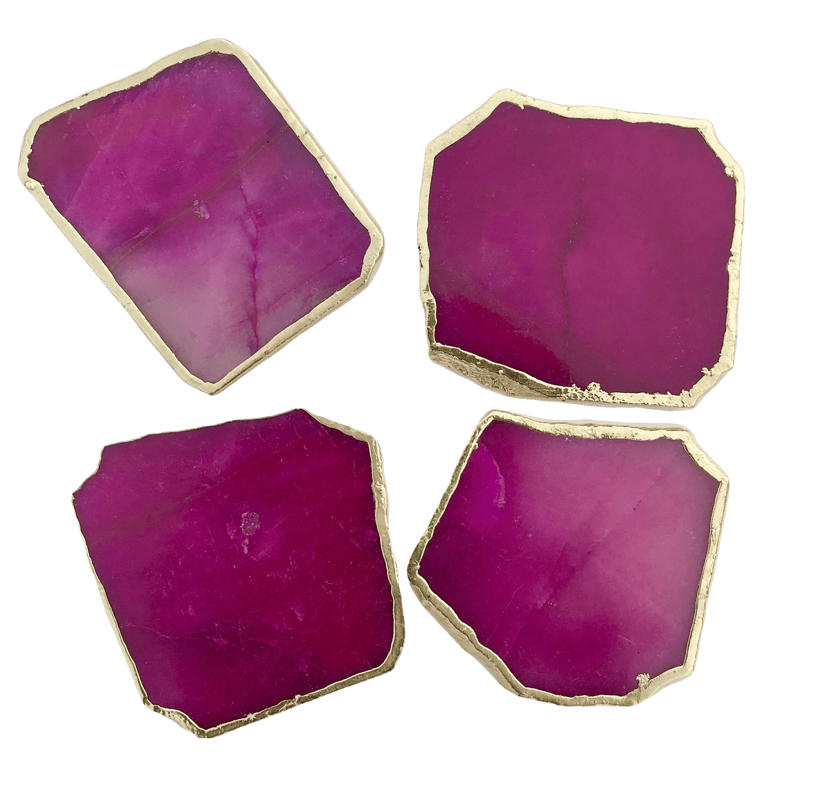 Magenta Agate Aventurine Coasters Set of 4 Rose Gold