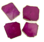 Magenta Agate Aventurine Coasters Set of 4 Rose Gold