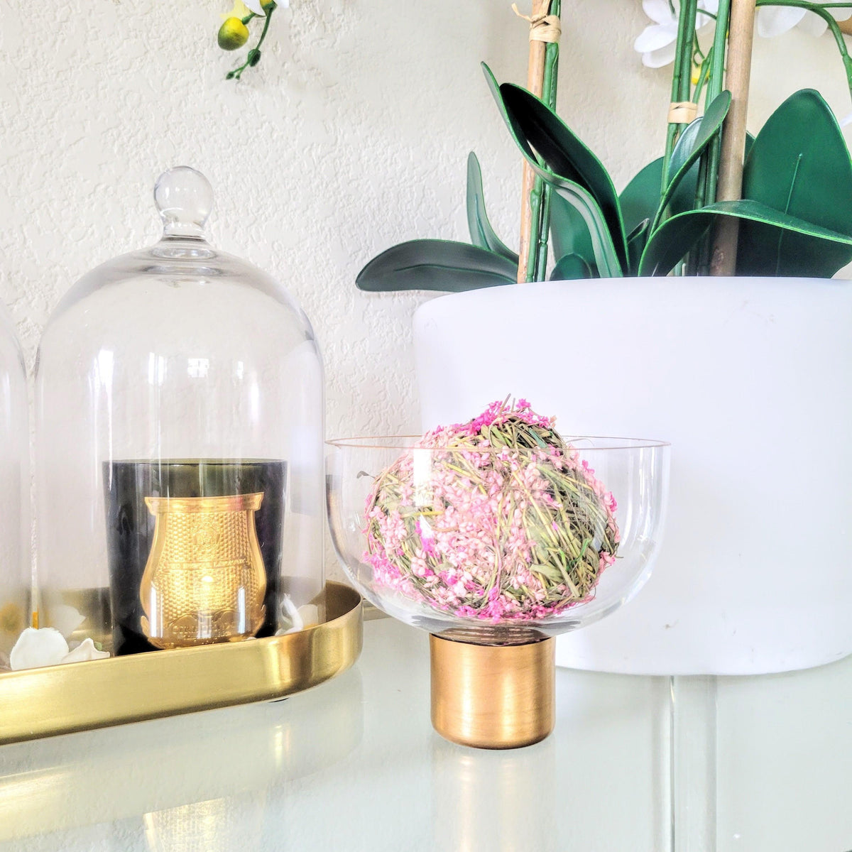 Mai Gold Trim Glass Dome Vase