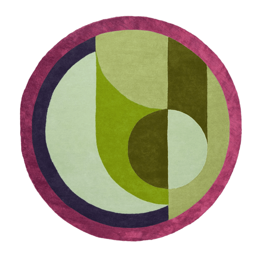 Maia Burgundy Geometric Round Hand Tufted Wool Rug - MAIA HOMES
