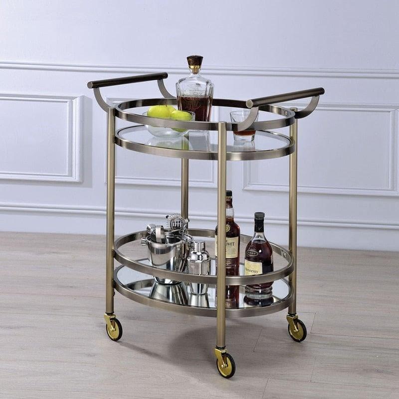Maia Champagne Oval Bar Cart - MAIA HOMES