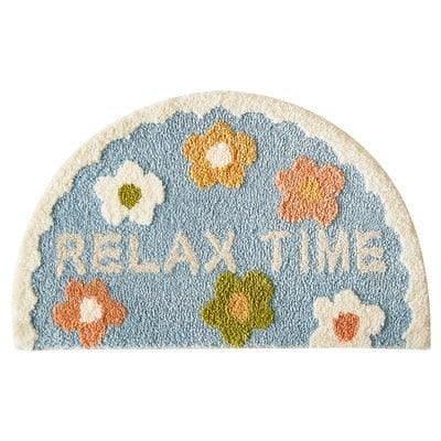 Maia Fun Floral Half Moon Bath Mat Collection Relax Time, Blue