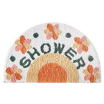 Maia Fun Floral Half Moon Bath Mat Collection Shower, White