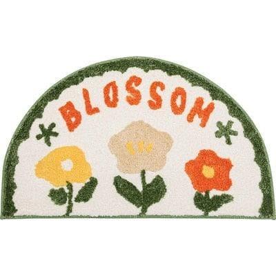 Maia Fun Floral Half Moon Bath Mat Collection Blossom, White