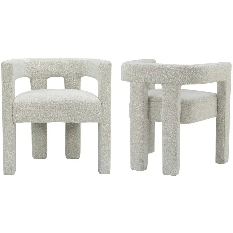 Maia Green Boucle Dining Chair Cream