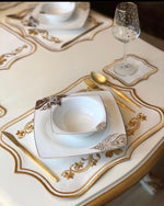 Maia Royale Gold Trim Embroidered Table Linen 13 Pcs Set