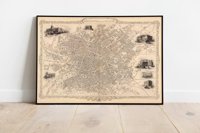 Manchester Map Print| Fine Art Prints - MAIA HOMES