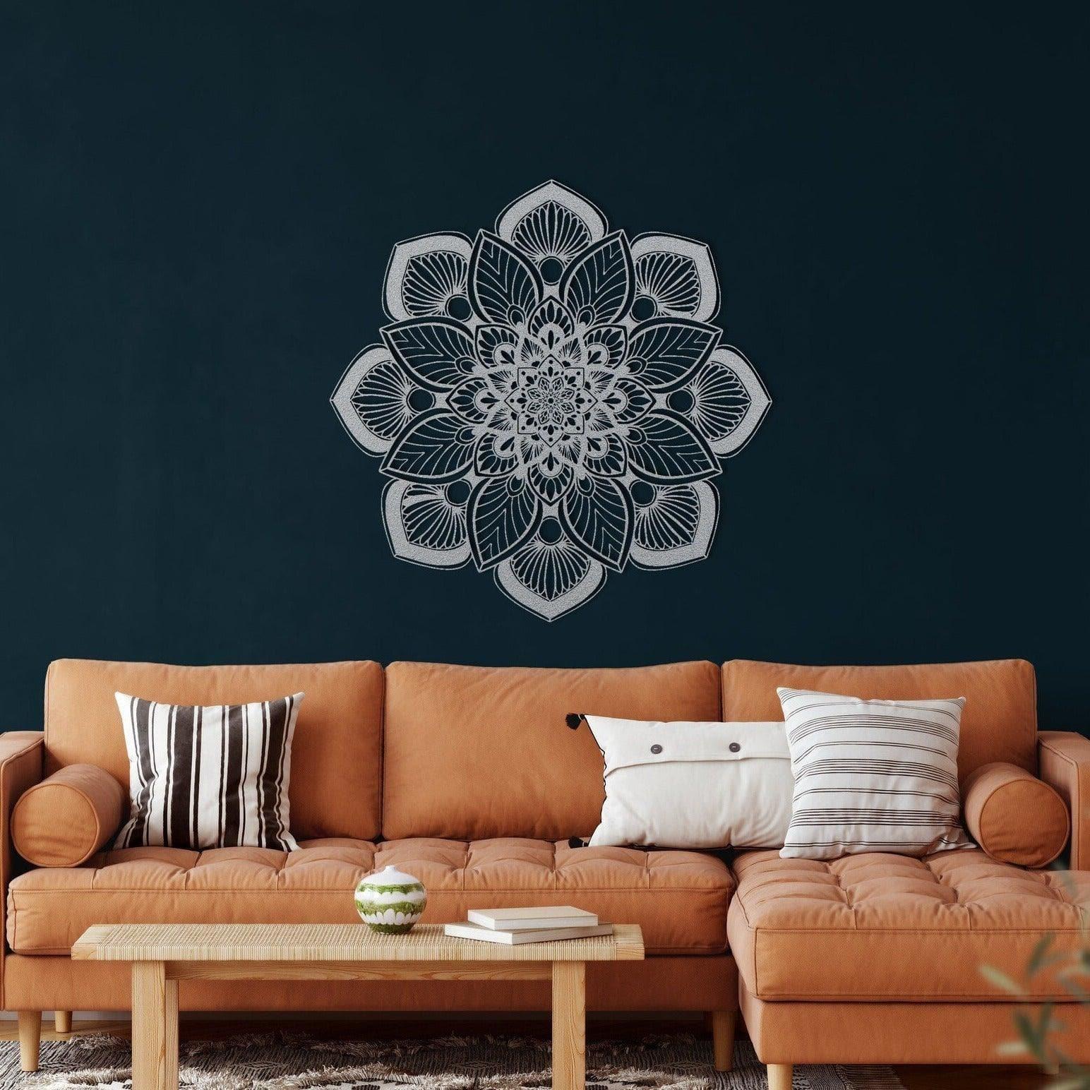 Mandala Flower Metal Wall Art Silver