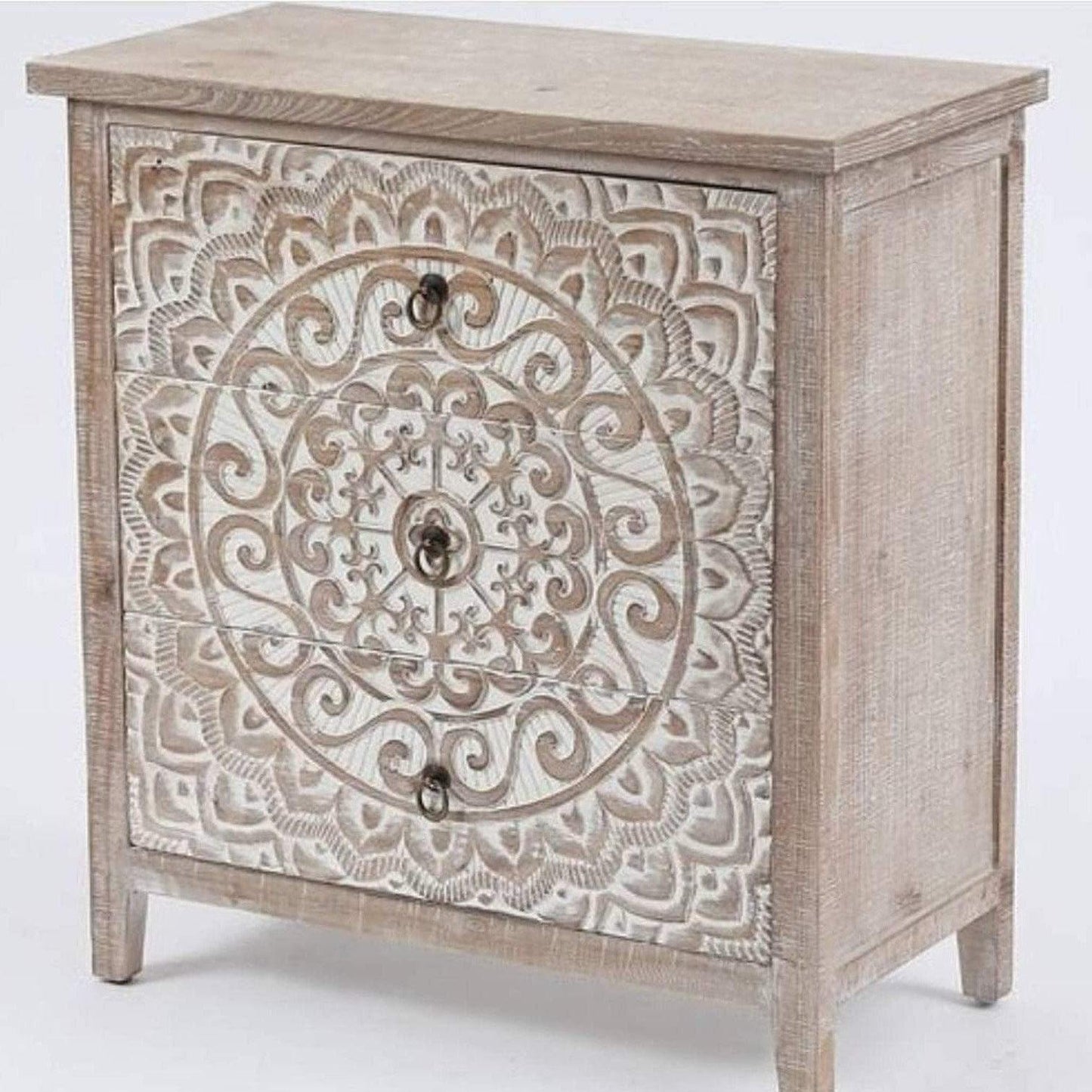 Mandala Hand Carved Cabinet Night Stand - MAIA HOMES