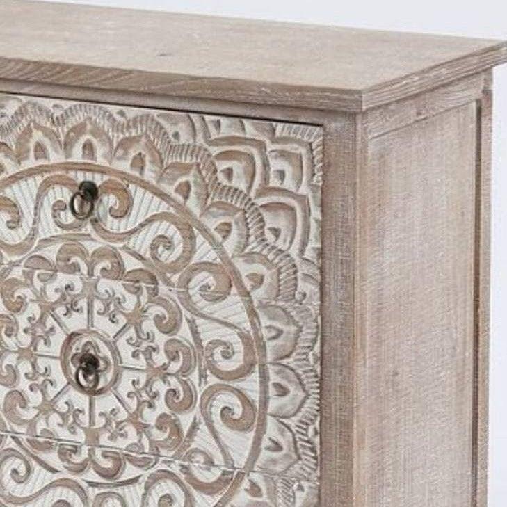 Mandala Hand Carved Cabinet Night Stand