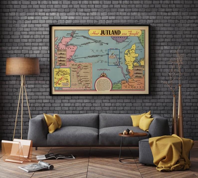 Map of Battle of Jutland| World War 1 Poster