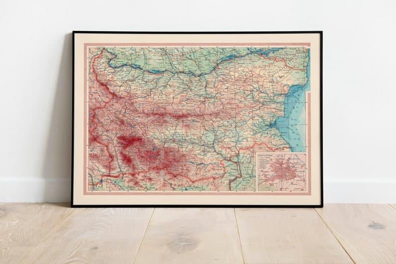 Map of Bulgaria| Old Map Wall Decor - MAIA HOMES