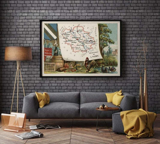 Map of Department of Aube, France| Troyes Wall Art - MAIA HOMES