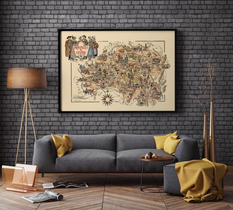 Map of Department of Provinces du Centre, France| France Wall Art - MAIA HOMES