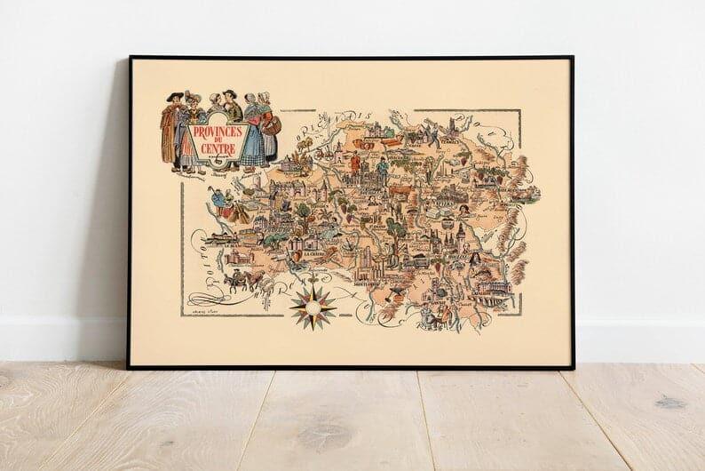 Map of Department of Provinces du Centre, France| France Wall Art