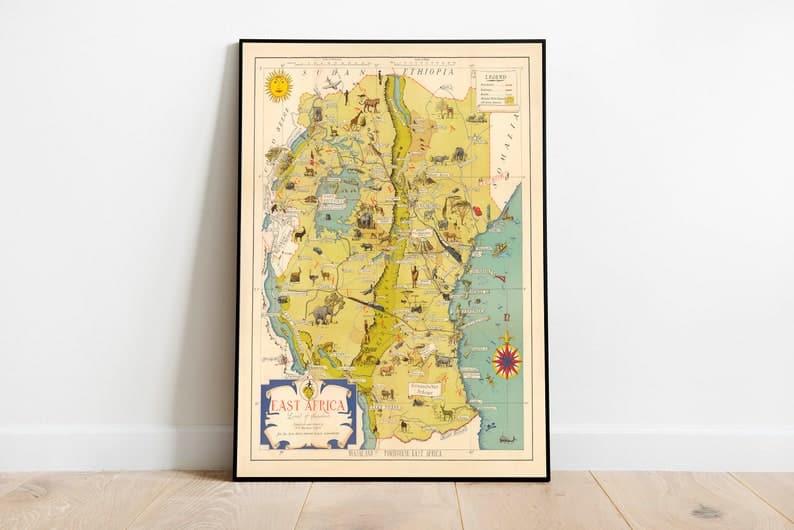 Map of East Africa 1940| Poster Print