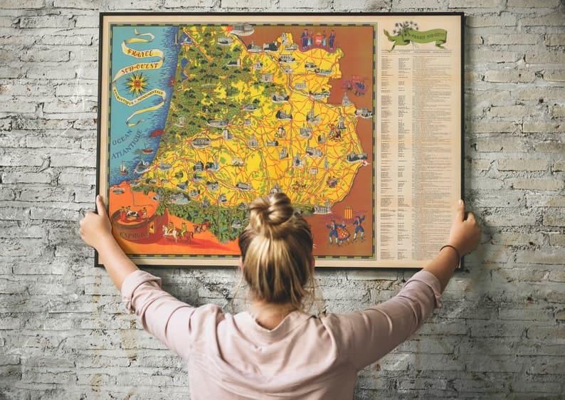 Map of France Sud Ouest| Old Map Wall Decor - MAIA HOMES