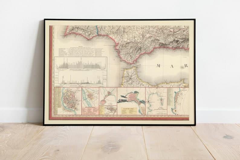 Map of Gibraltar 1823| Map of Algarbe Andalucia and Granada - MAIA HOMES