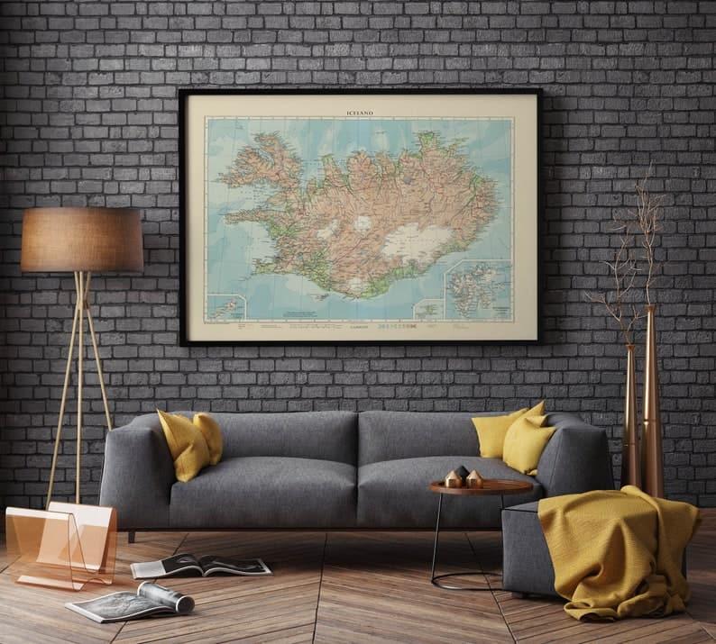 Map of Iceland Poster| Iceland Wall Art