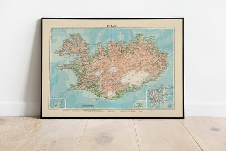 Map of Iceland Poster| Iceland Wall Art