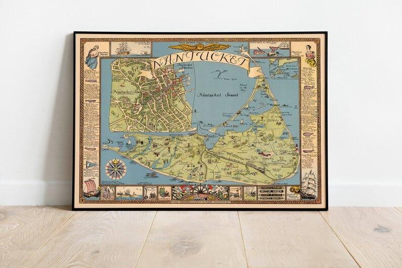 Map of Nantucket| Cape Cod Map Print - MAIA HOMES