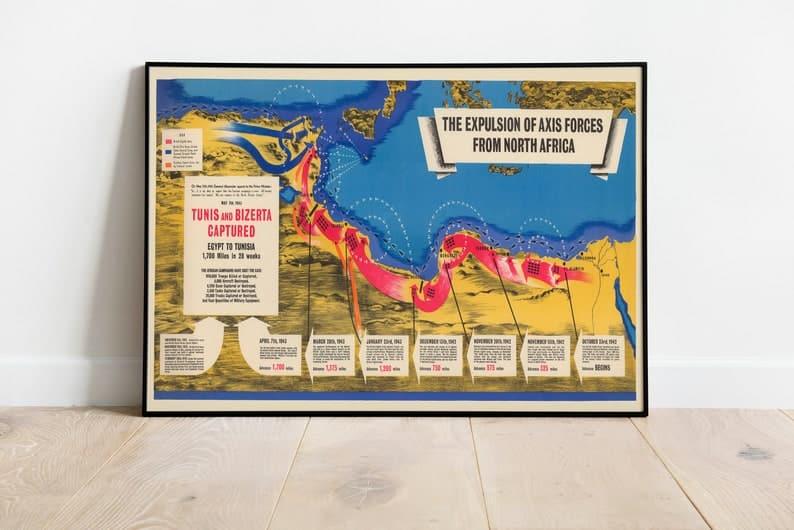 Map of North Africa in World War 2| Tunis Map Print