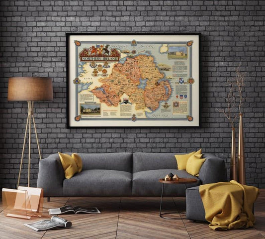 Map of Northern Ireland| Northern Ireland Map Wall Art