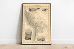 Map of Peru and Bolivia 1851| Old Map Poster Wall Art