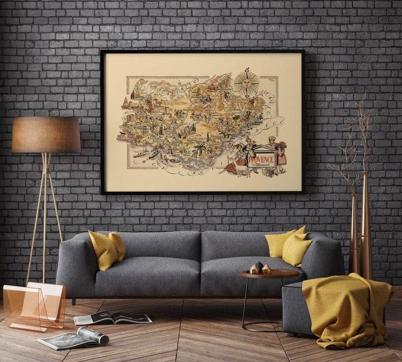 Map of Region of Provence, France| France Wall Art