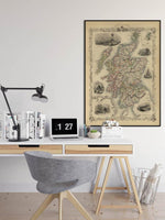 Map of Scotland 1851| Old Map Poster Wall Art