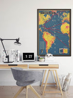 Map of the Atlantic in World War 2| WW2 Map Poster Print