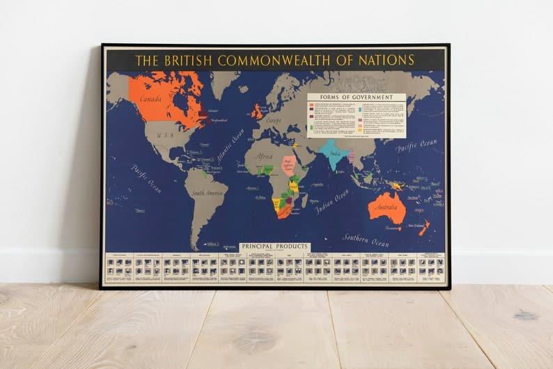 Map of The British Commonwealth of Nations 1942| Framed Map Print