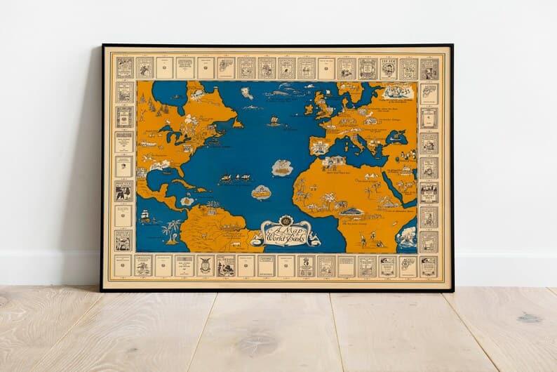 Map of the World of Books| Book Lover Gift