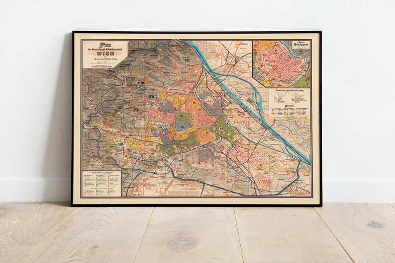 Map of Wien 1895| Framed Art Print