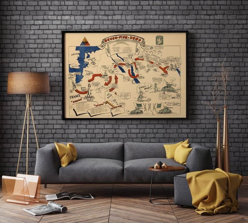 Map of World War 2 in Europe| WW2 Map Print