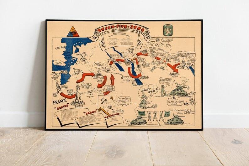 Map of World War 2 in Europe| WW2 Map Print