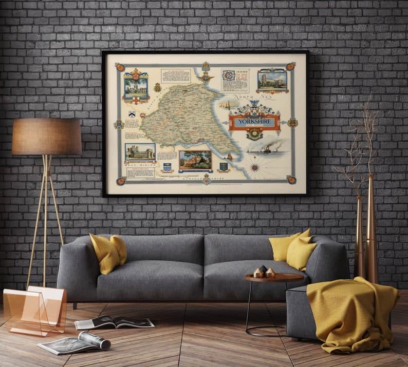 Map of Yorkshire| Yorkshire Map Wall Art