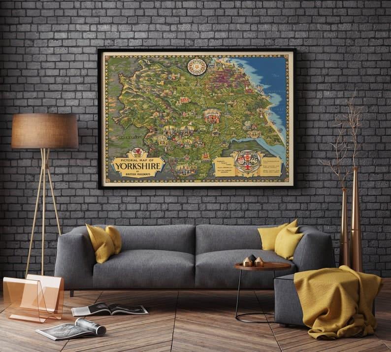 Map of Yorkshire| Yorkshire Map Wall Art - MAIA HOMES
