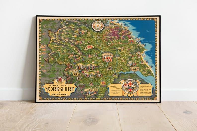Map of Yorkshire| Yorkshire Map Wall Art - MAIA HOMES