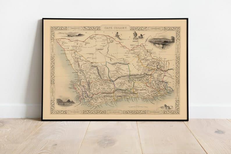 Map Poster of Cape Colony 1851| South Africa Wall Map Print