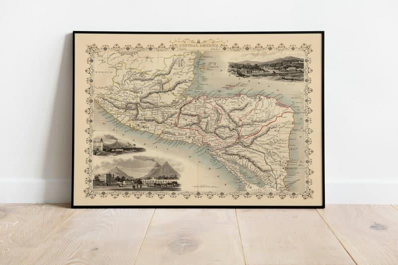 Map Poster of Central America| Central America Wall Map Print