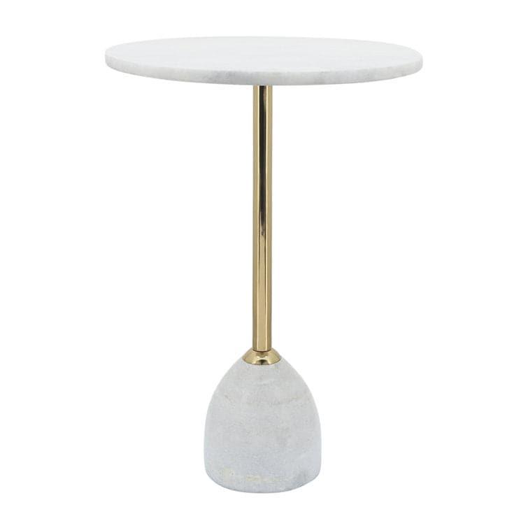Marble and Gold Pedestal End Table - MAIA HOMES