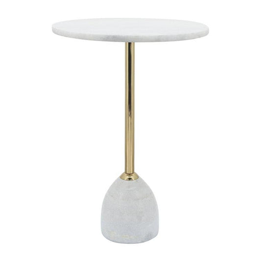 Marble and Gold Pedestal End Table - MAIA HOMES