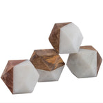 Marble and Mango Wood Polyhedron - Set of 4