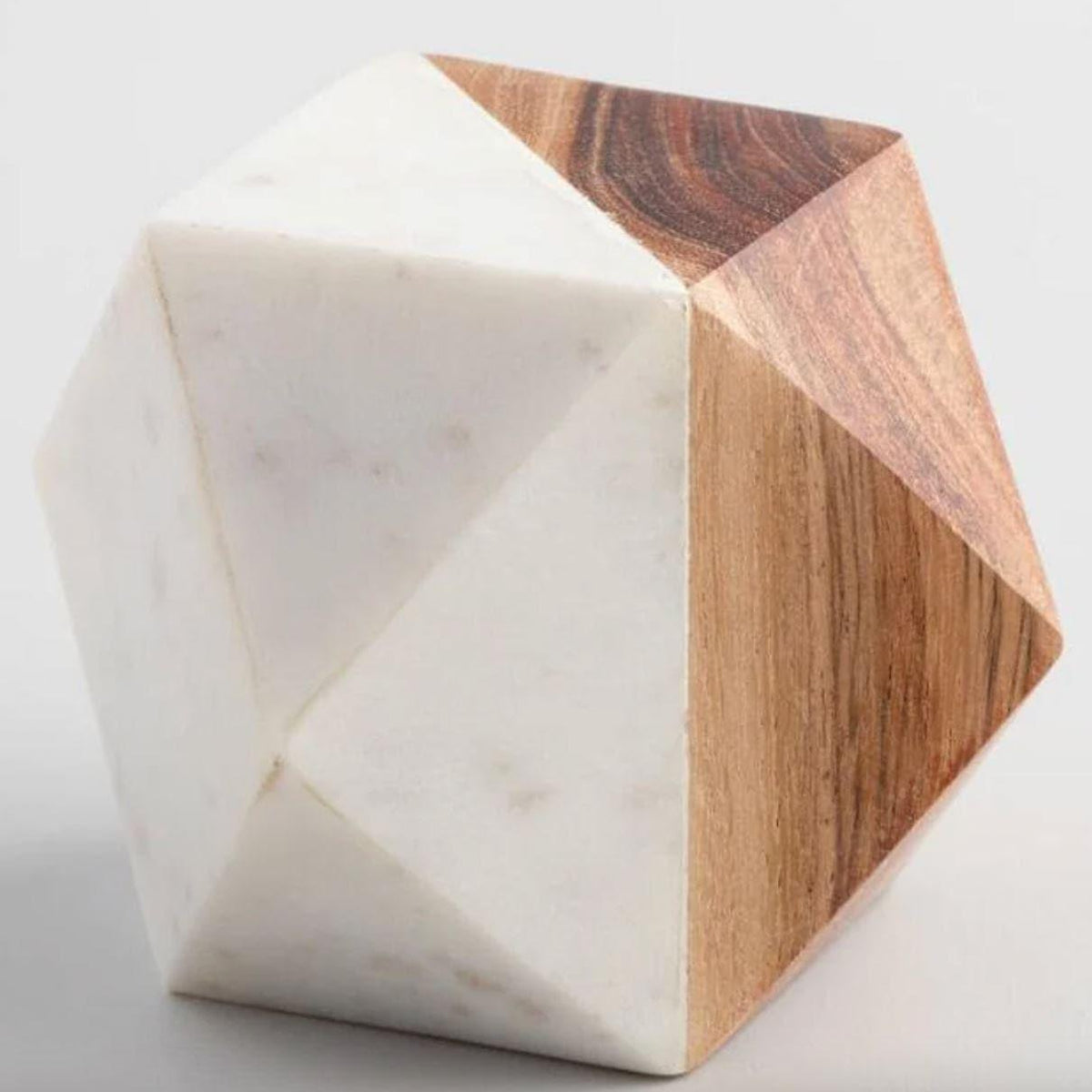 Marble and Mango Wood Polyhedron - Set of 4