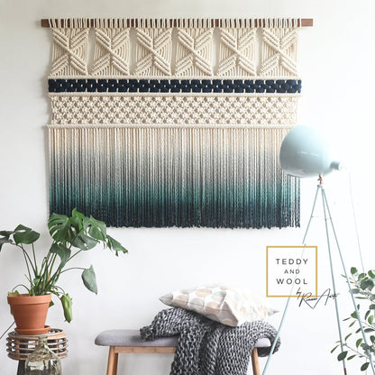 Maria Turquoise Dyed Macrame Hanging Wall Art - MAIA HOMES