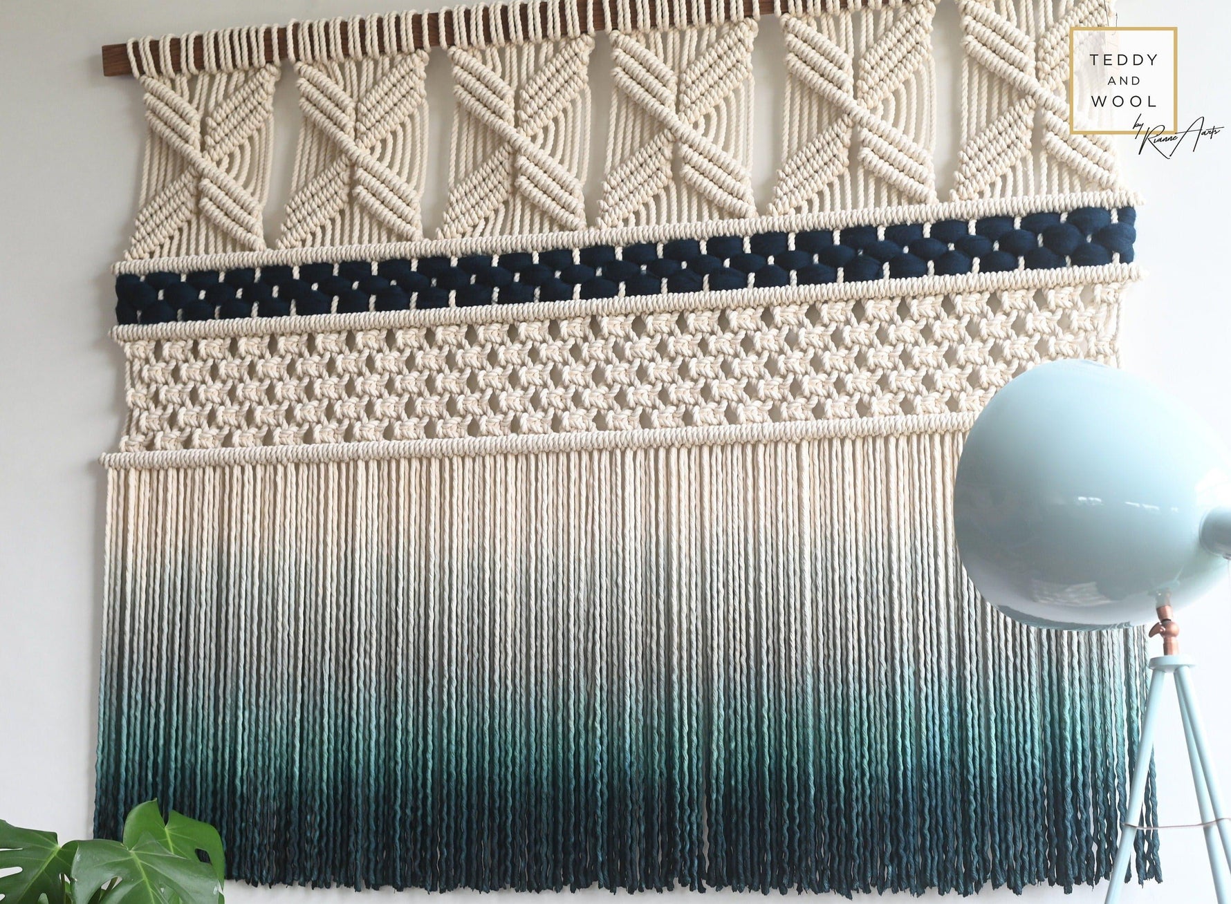 Maria Turquoise Dyed Macrame Hanging Wall Art