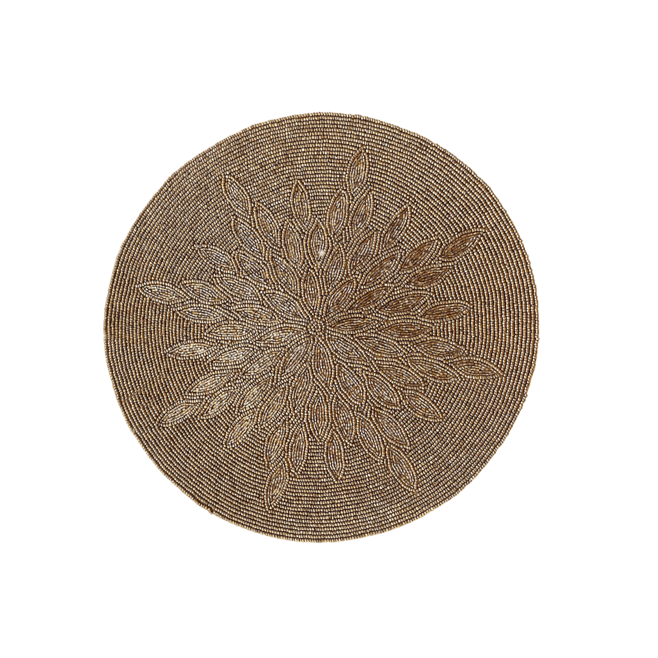 Marjory Round Beaded Placemat - Antique Gold - MAIA HOMES